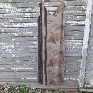 Vintage Barbara Lesser Elegant Brown and Tan Sleeveless Dress Size Large